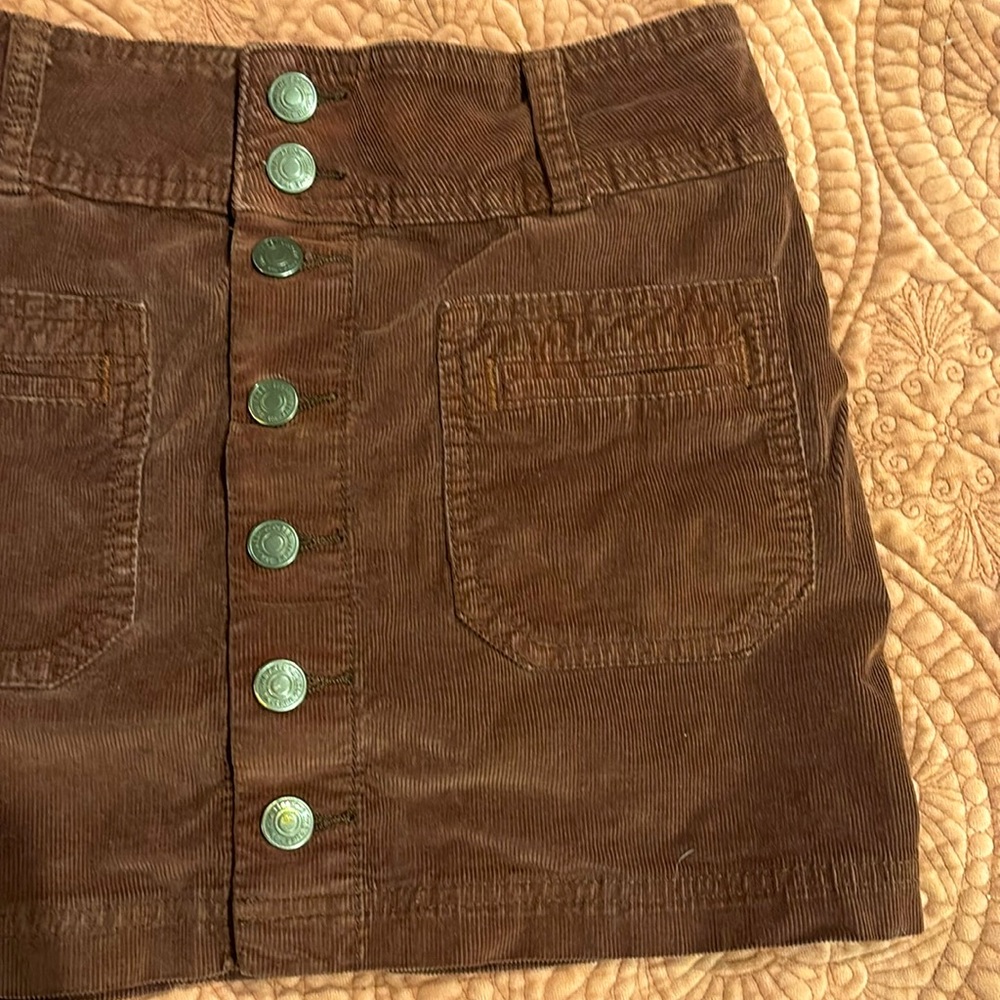 Free People - dark brown corduroy mini skirt - Picture 3 of 5